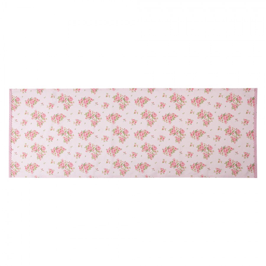 Runner rosa in cotone con fiori  - 50x140 cm - Clayre&Eef